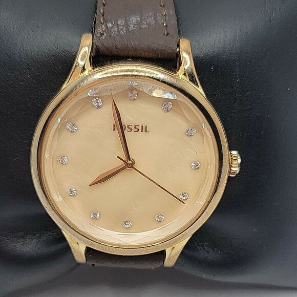 Fossil Laney BQ3392 Women's Brown Leather Analog Dial Quartz Wrist Watch AM813 - Picture 1 of 11